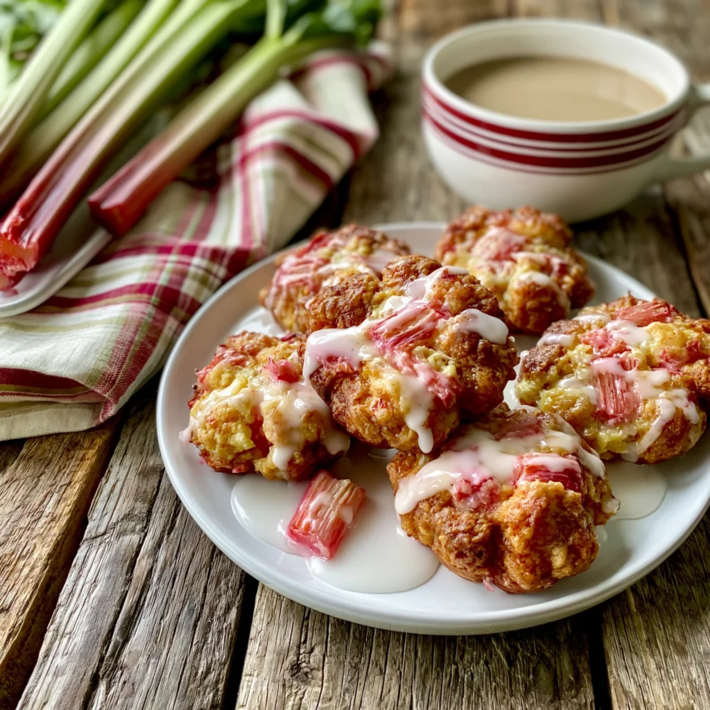 Baked Rhubarb Fritters with Sweet Glaze Recipe