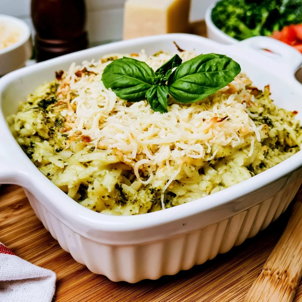 Basil Pesto and Parmesan Baked Orzo Recipe