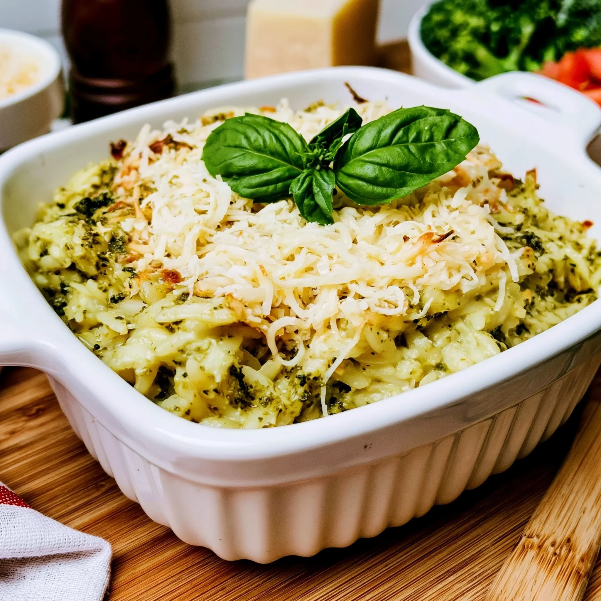 Basil Pesto and Parmesan Baked Orzo Recipe