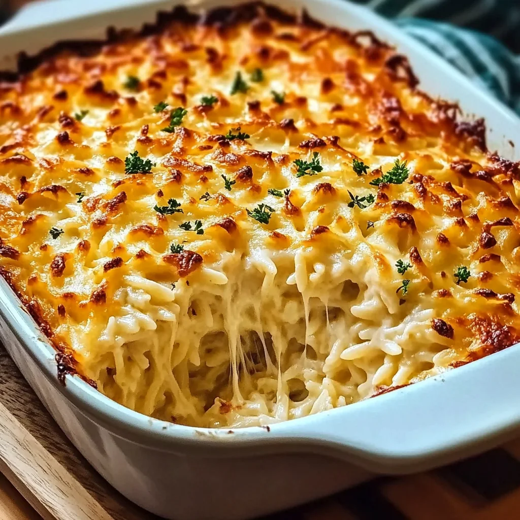 Buffalo Cauliflower Cheesy Orzo Bake Recipe