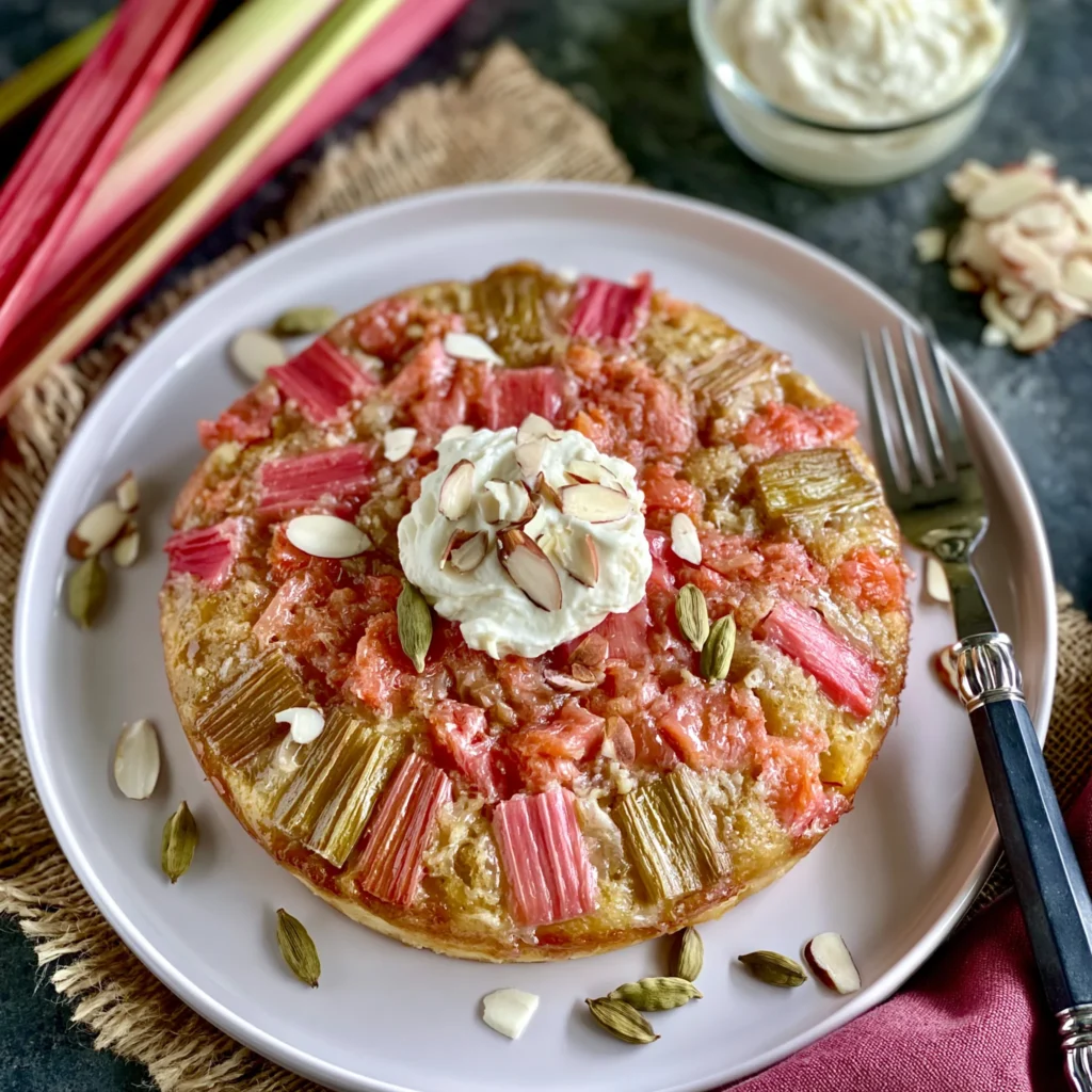 Cardamom Rhubarb Upside-Down Cake Recipe