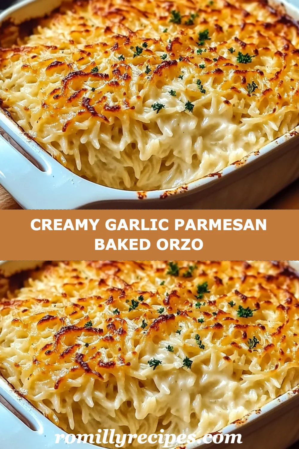Creamy Garlic Parmesan Baked Orzo Recipe