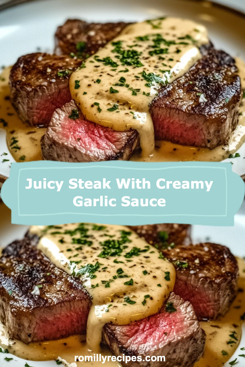 Savor the Flavor: Juicy Steak with Creamy Garlic Sauce Recipe to Impress Your Guests!