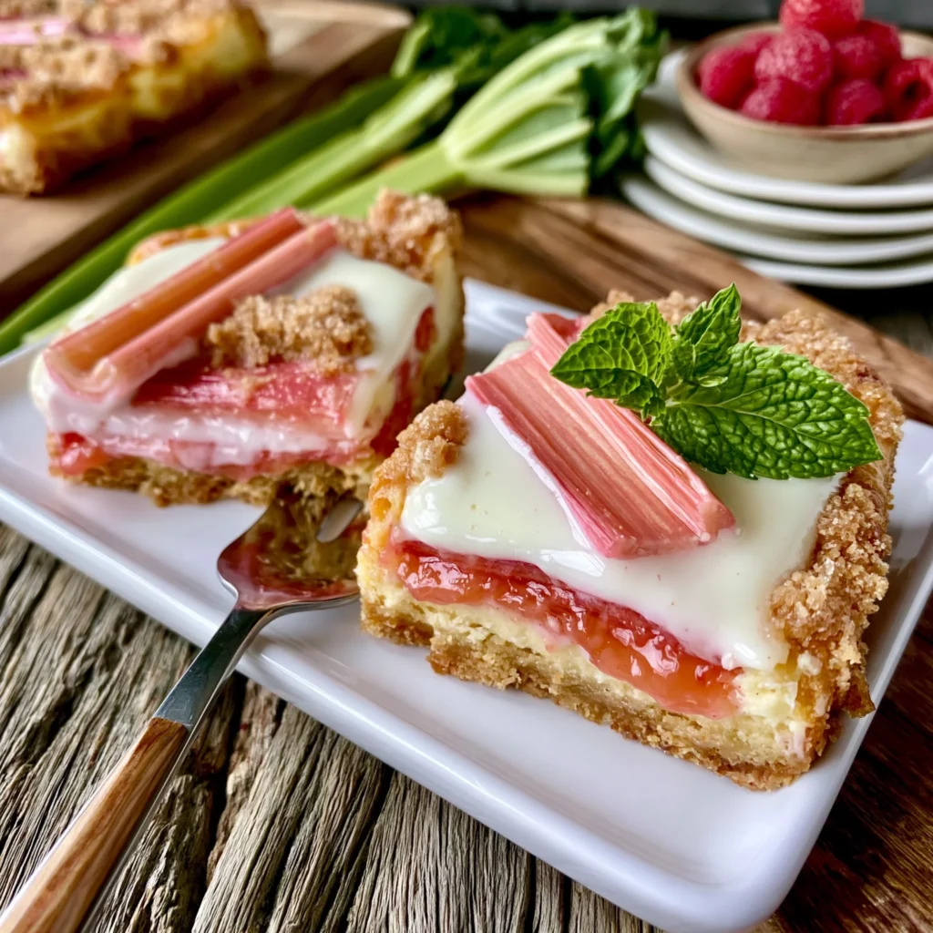 Rhubarb and Vanilla Bean Cheesecake Bars Recipe