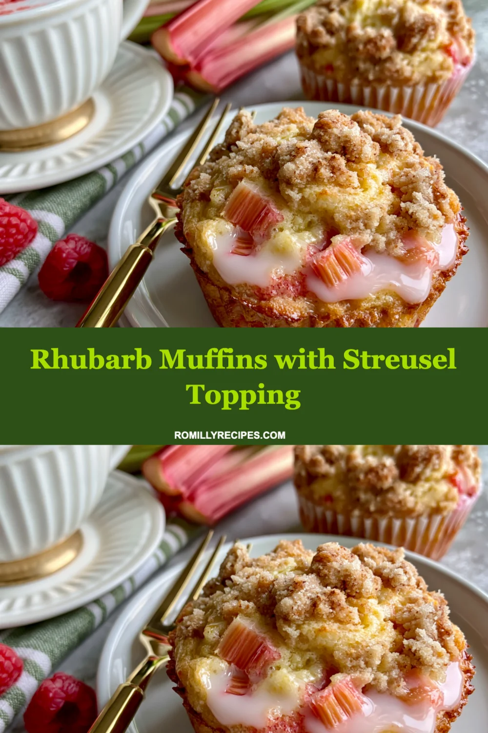 Delicious Rhubarb Muffins with Streusel Topping - A Perfect Treat for Any Occasion!