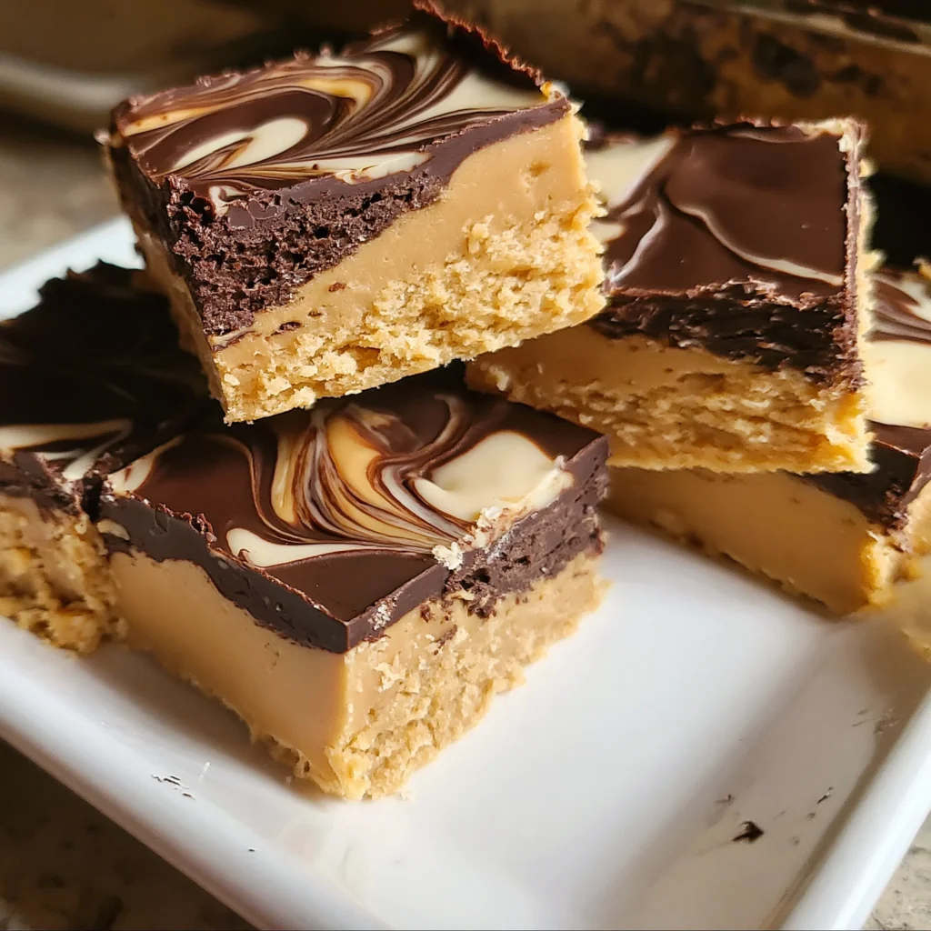 White Chocolate Marbled Buckeye Bars Recipe