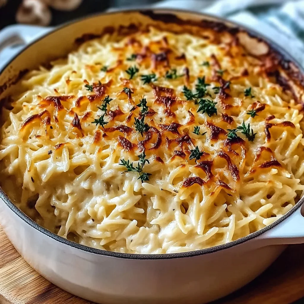 Wild Mushroom and Thyme Cheesy Orzo Recipe
