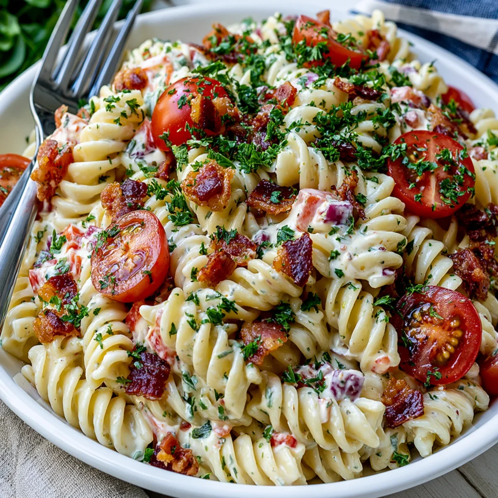 Creamy Pasta Salad with Crispy Bacon and Fresh Herbs Recipe