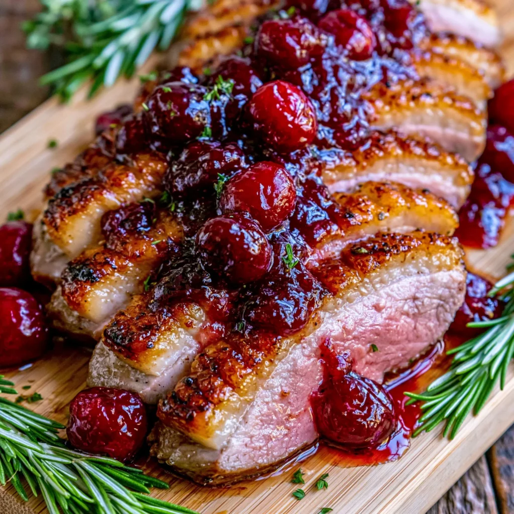 Crispy Cast Iron Seared Duck Breast Recipe with Easy Cherry Pan Sauce