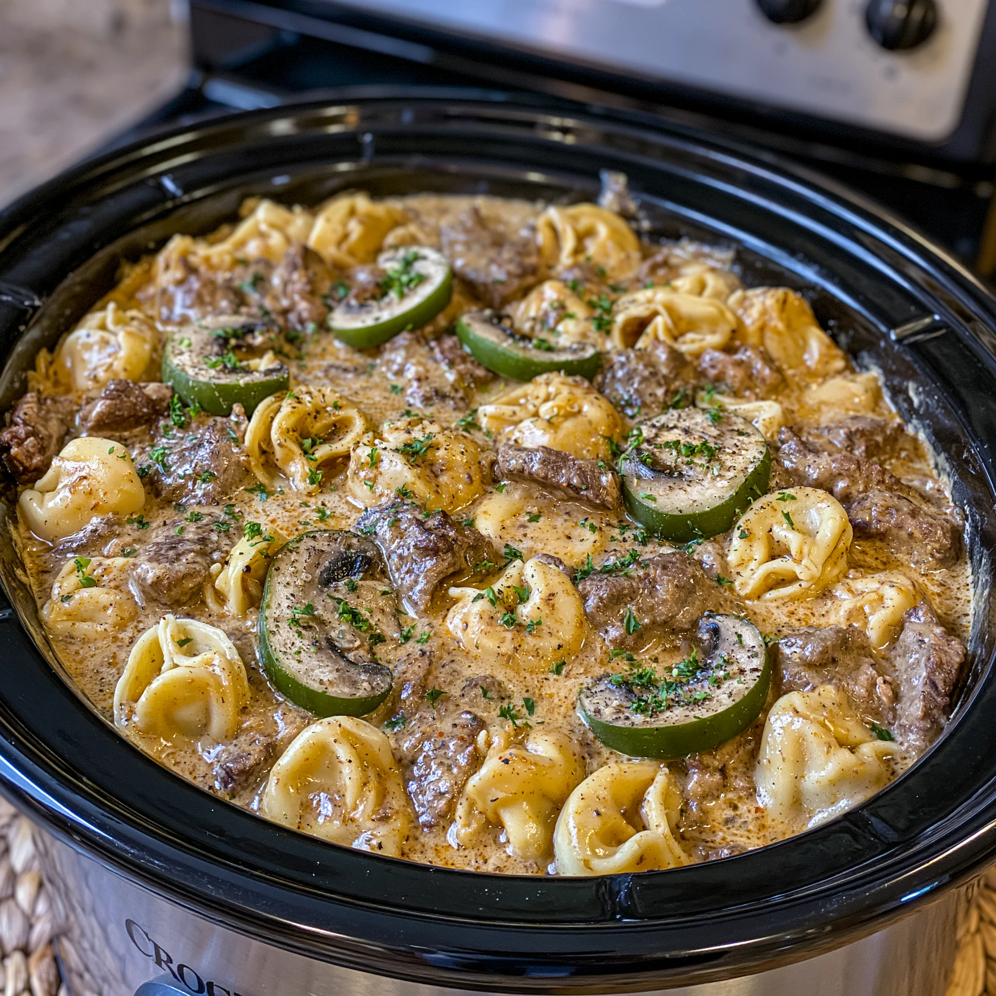 Crock Pot Cheesesteak Tortellini Recipe