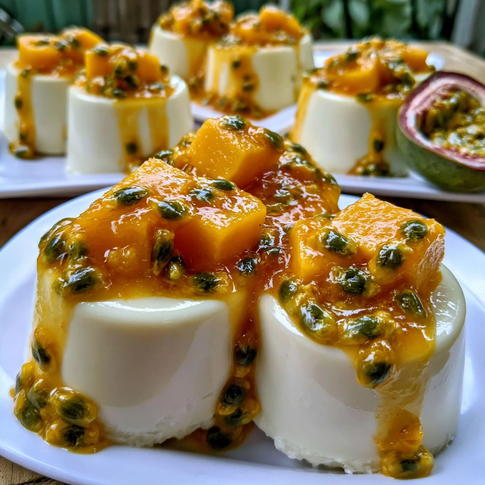 Dairy-Free Mango Coconut Panna Cotta Recipe with Passion Fruit Drizzle