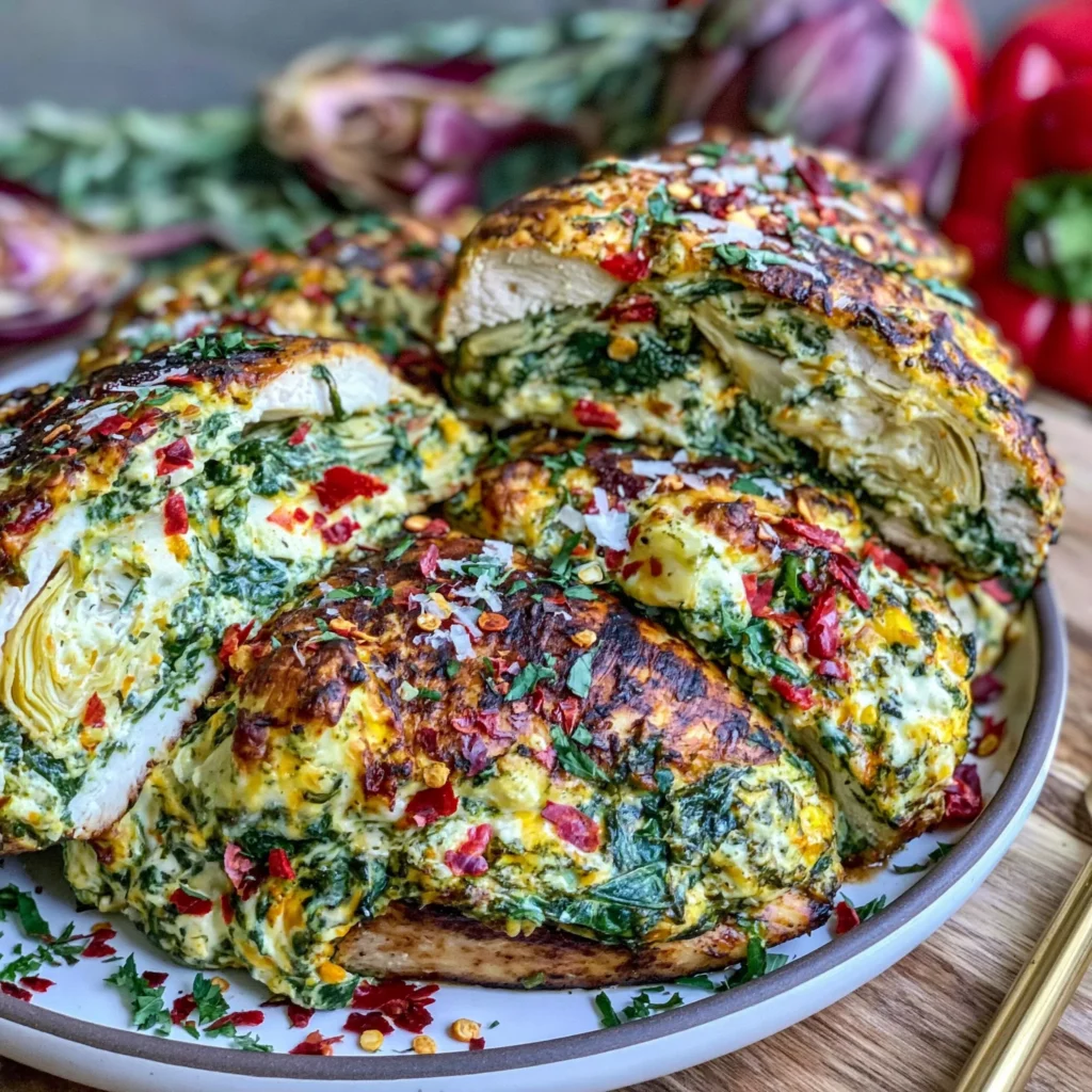 Keto Creamy Spinach Artichoke Stuffed Chicken Breast Recipe